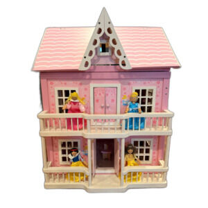 Vtg Disney Princess Wooden House w/Furniture Cinderella, Snow White Belle Aurora